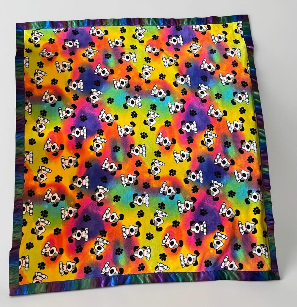 Florescent colorful Fleece Blanket with Dogs Puppies Cozy Throw 53"x60" NEW SOFT
